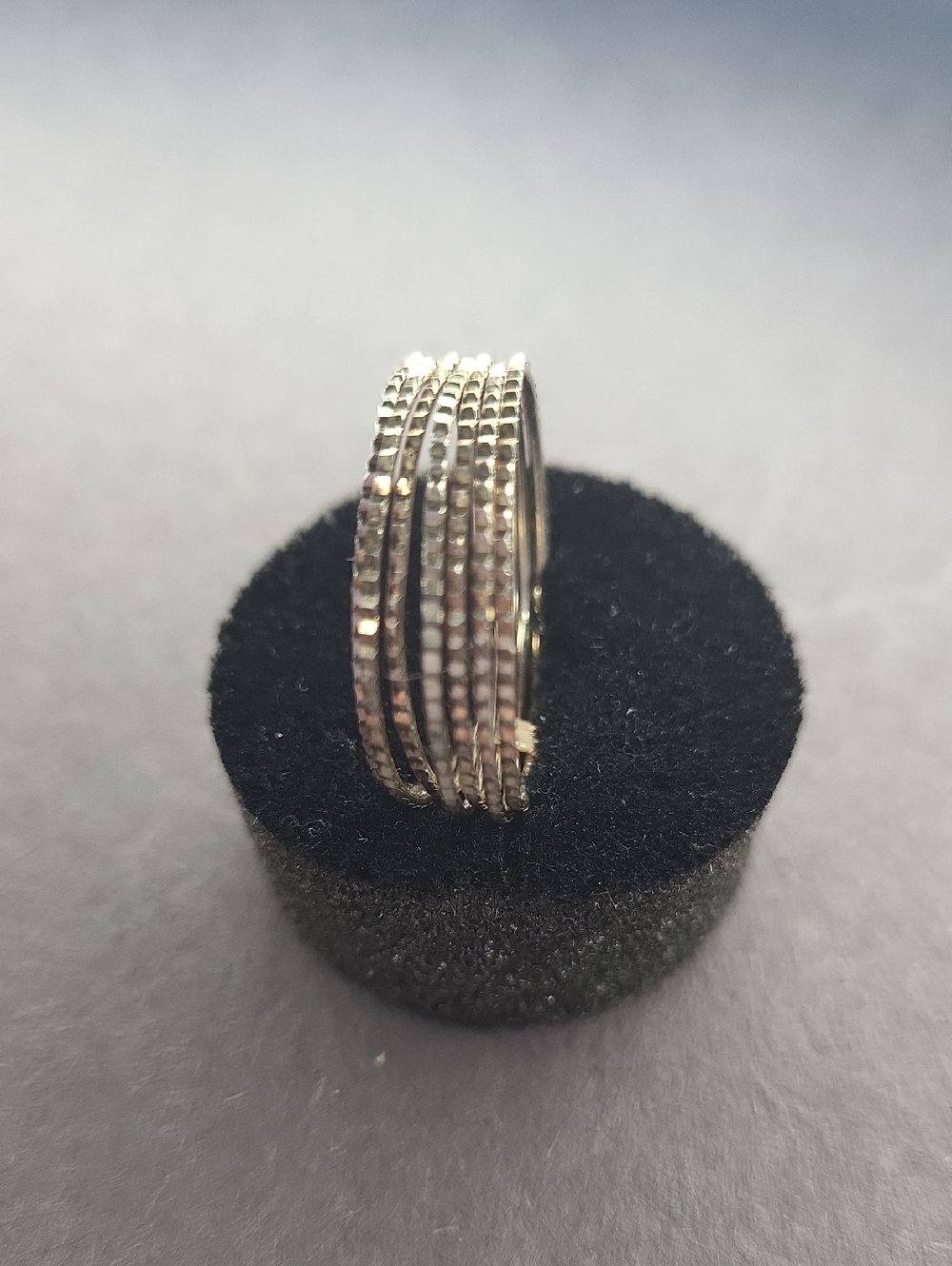 Cookie Lee Siver-Tone Multi-Band Textured Ring